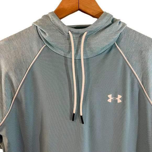Under Armour Turquoise Hoodie Medium Sleeve Logo Drawstrings Athletic Gym Top - Picture 3 of 8